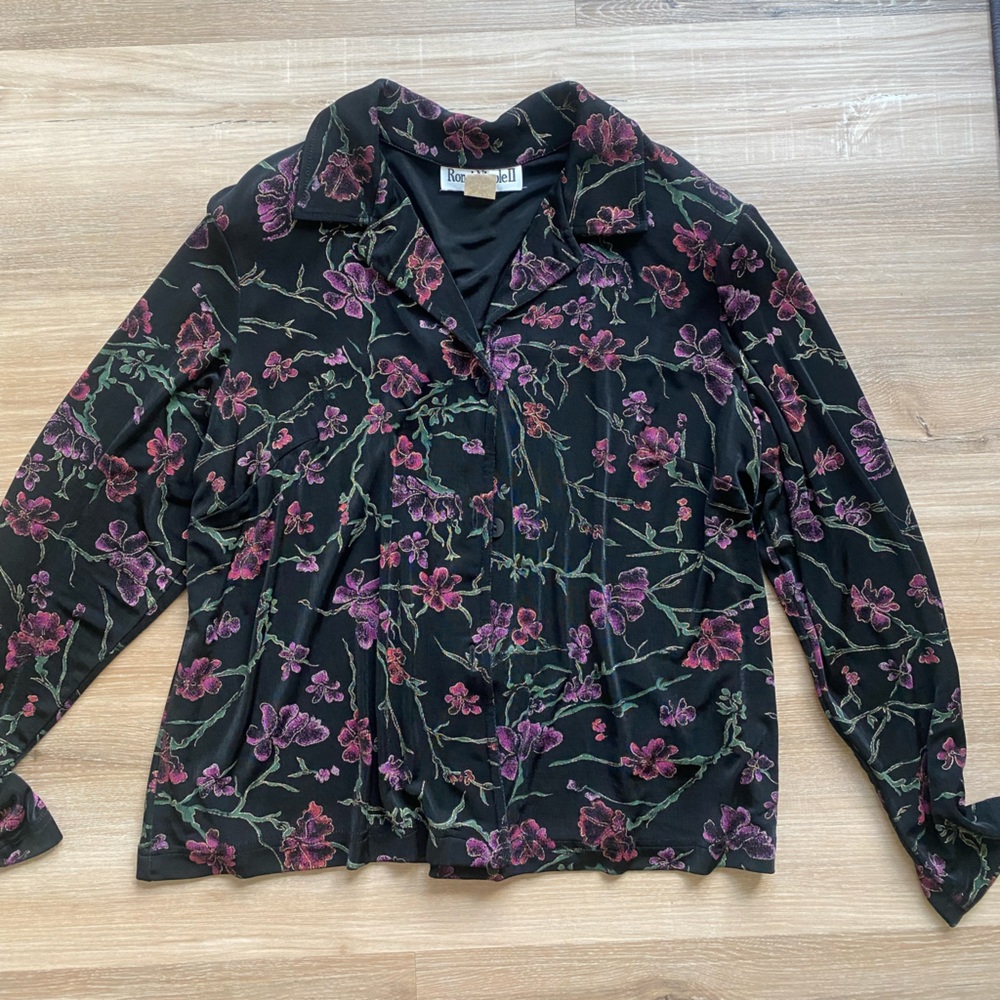 Stunning black and floral button up top from Ronni Nichole